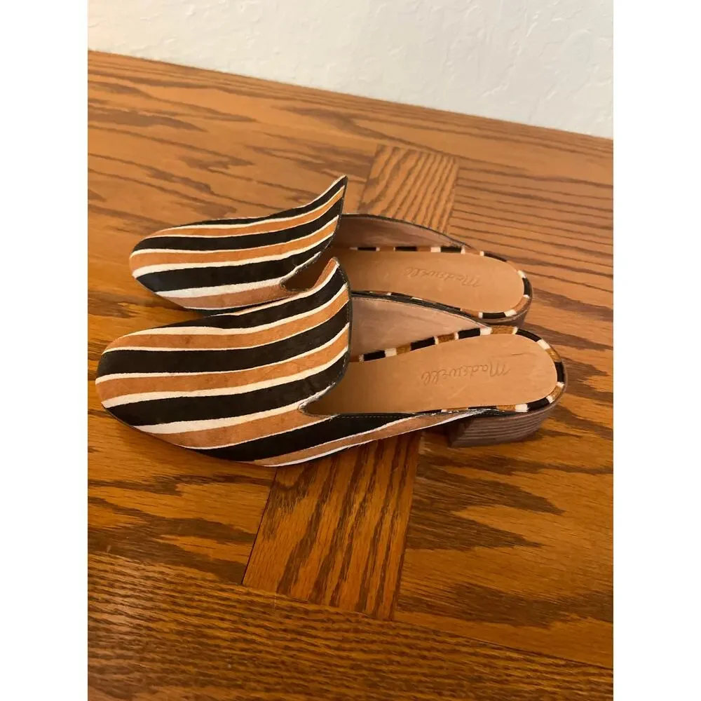 Madewell The Willa Calf skin  Striped mule size 8.5